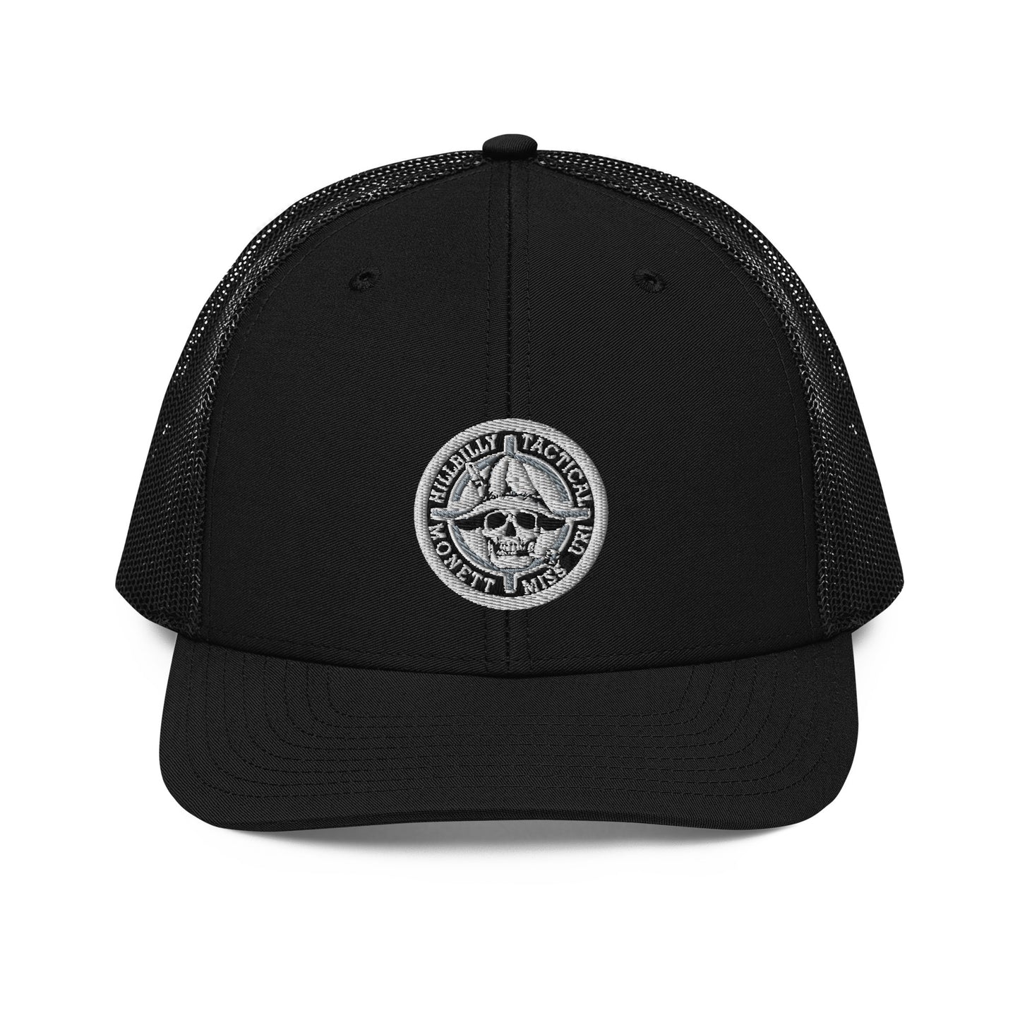 Black & White Hillbilly Tactical Logo Trucker Cap