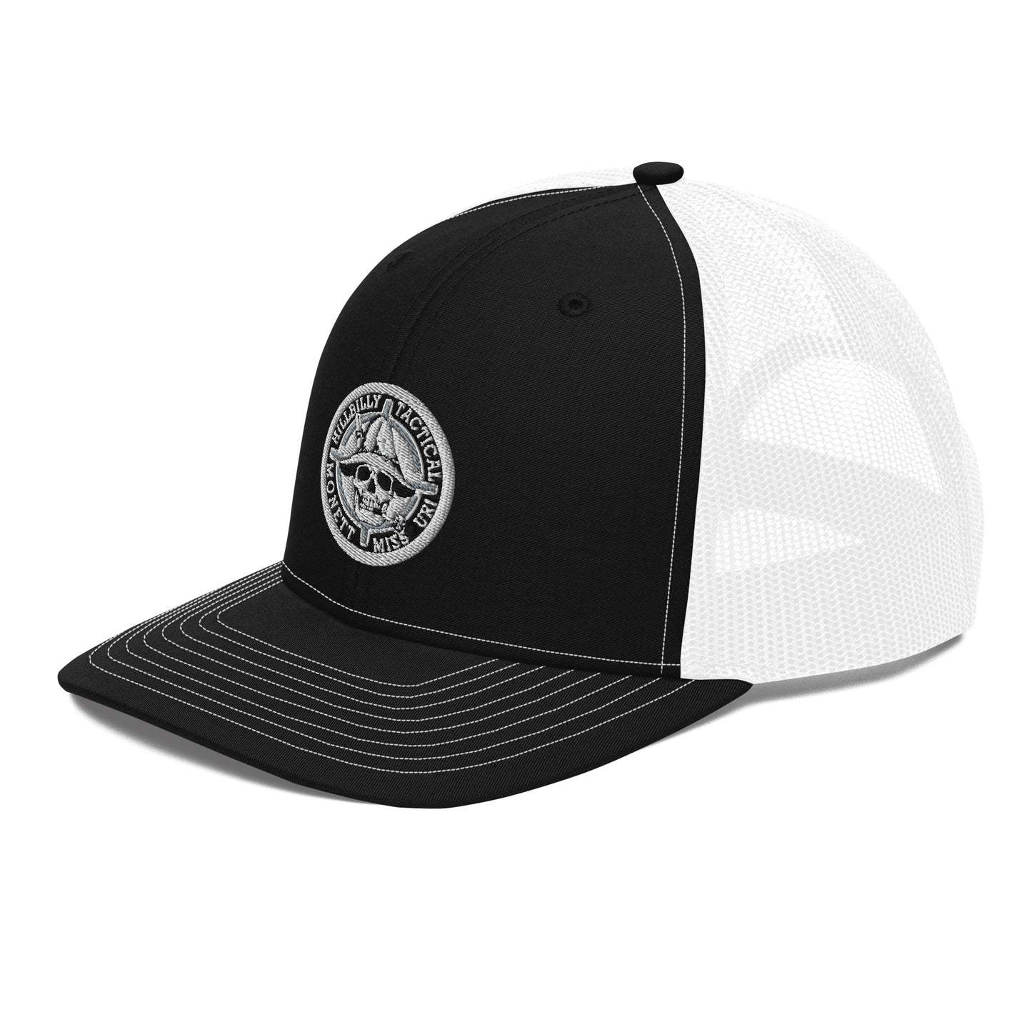 Black & White Hillbilly Tactical Logo Trucker Cap