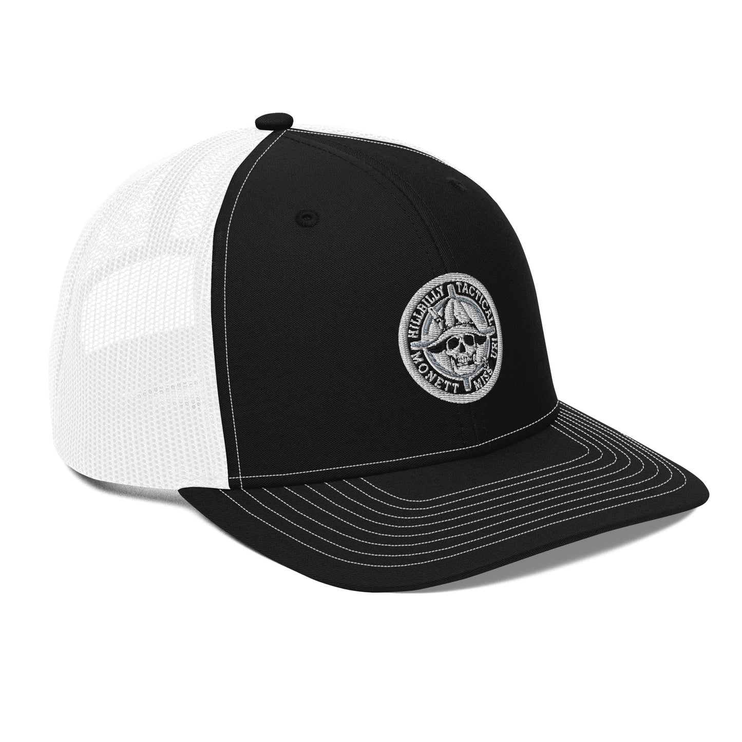 Black & White Hillbilly Tactical Logo Trucker Cap