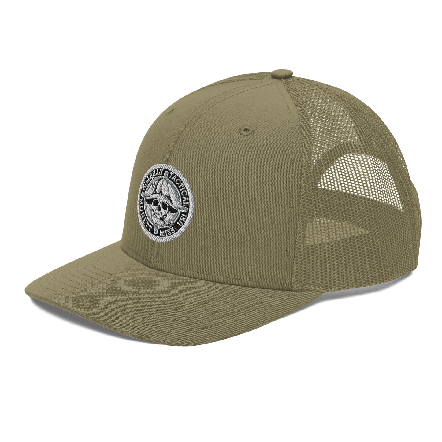 Black & White Hillbilly Tactical Logo Trucker Cap